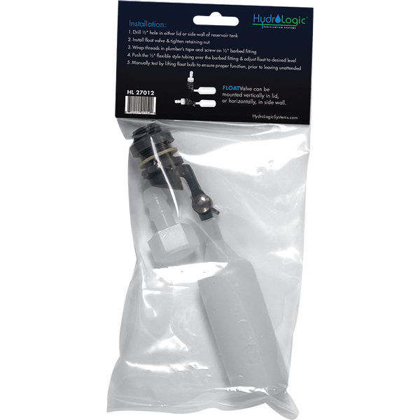 Float Valve—½" Barb Adjustable Water Level in Package Back